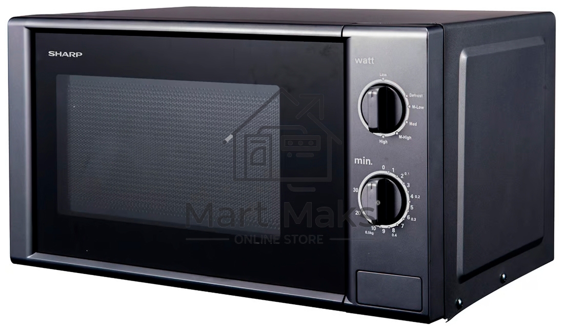 Микроволновая печь Sharp R-20GB-BK3 серый, 20 л, 700 Вт, переключатели - поворотный механизм