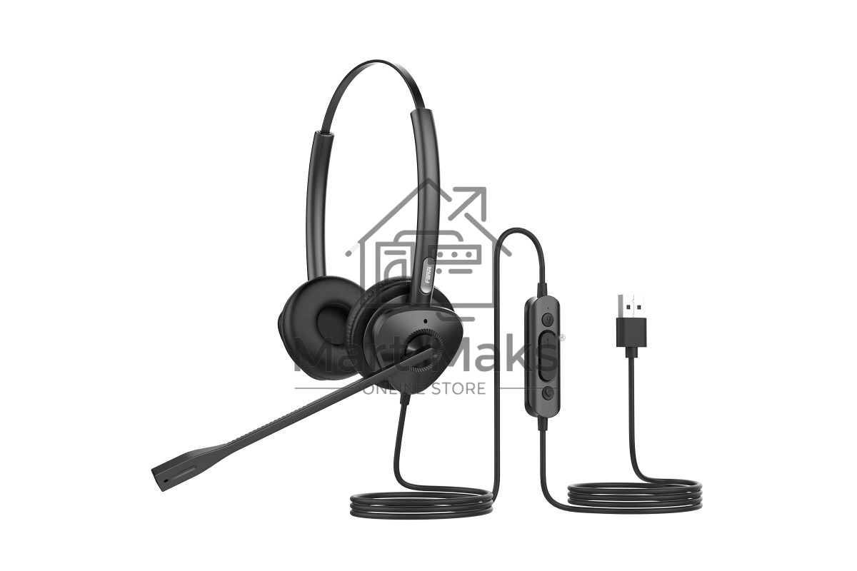 Бинауральная USB-гарнитура Fanvil HT302, стерео, HD звук, переходник QD на RJ9