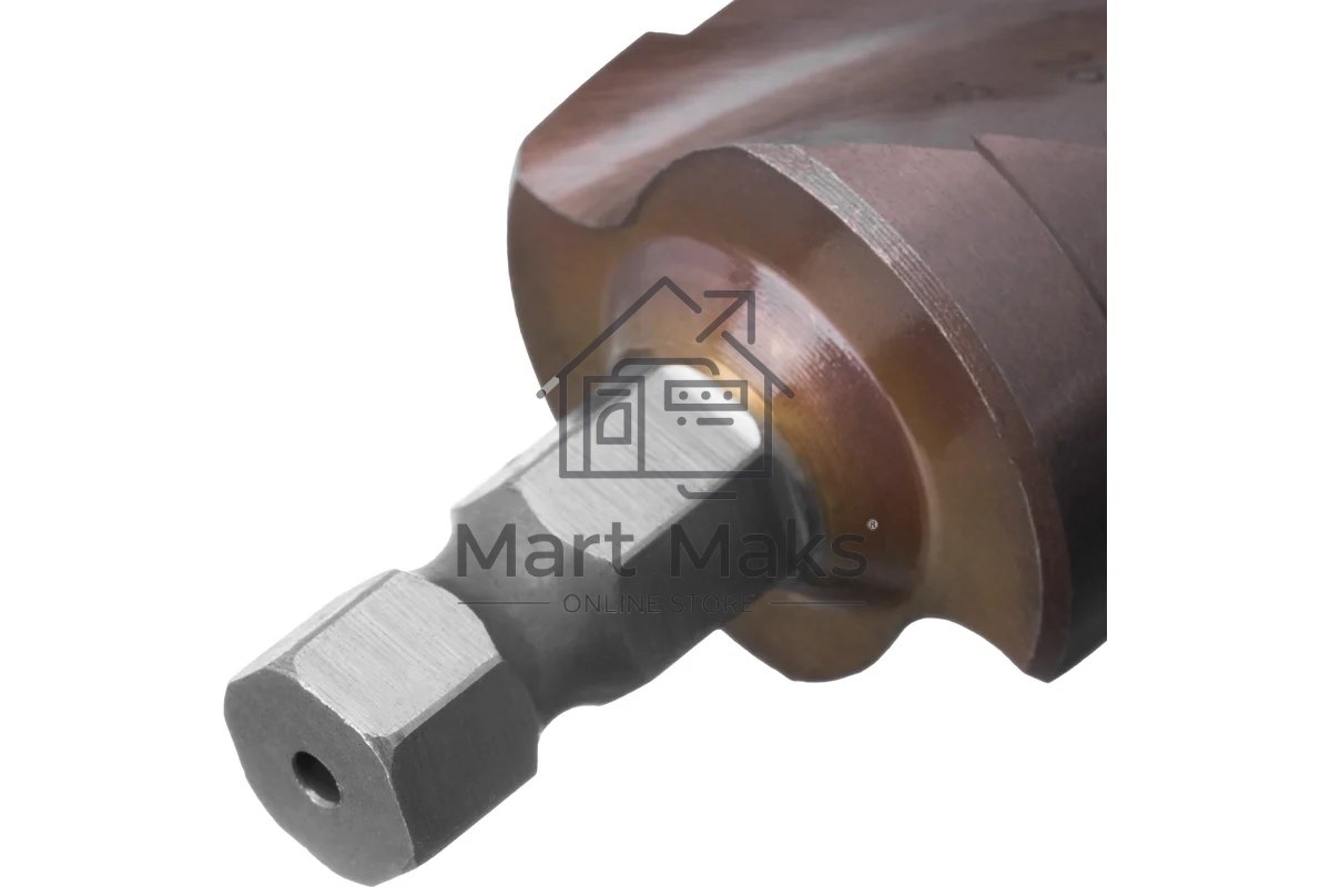 Сверло ступенчатое Denzel 6-8-10-12-14-16-18-20-22-24-26-28-30мм, Р6М5К5, 6-гр. хвостовик 723614