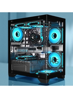 Компьютерный корпус Minitower ExeGate i3 SEA LE (mATX, без БП, 1*USB+1*USB 3.0, HD аудио, черный, передняя и боковая панели - закаленное стекло)