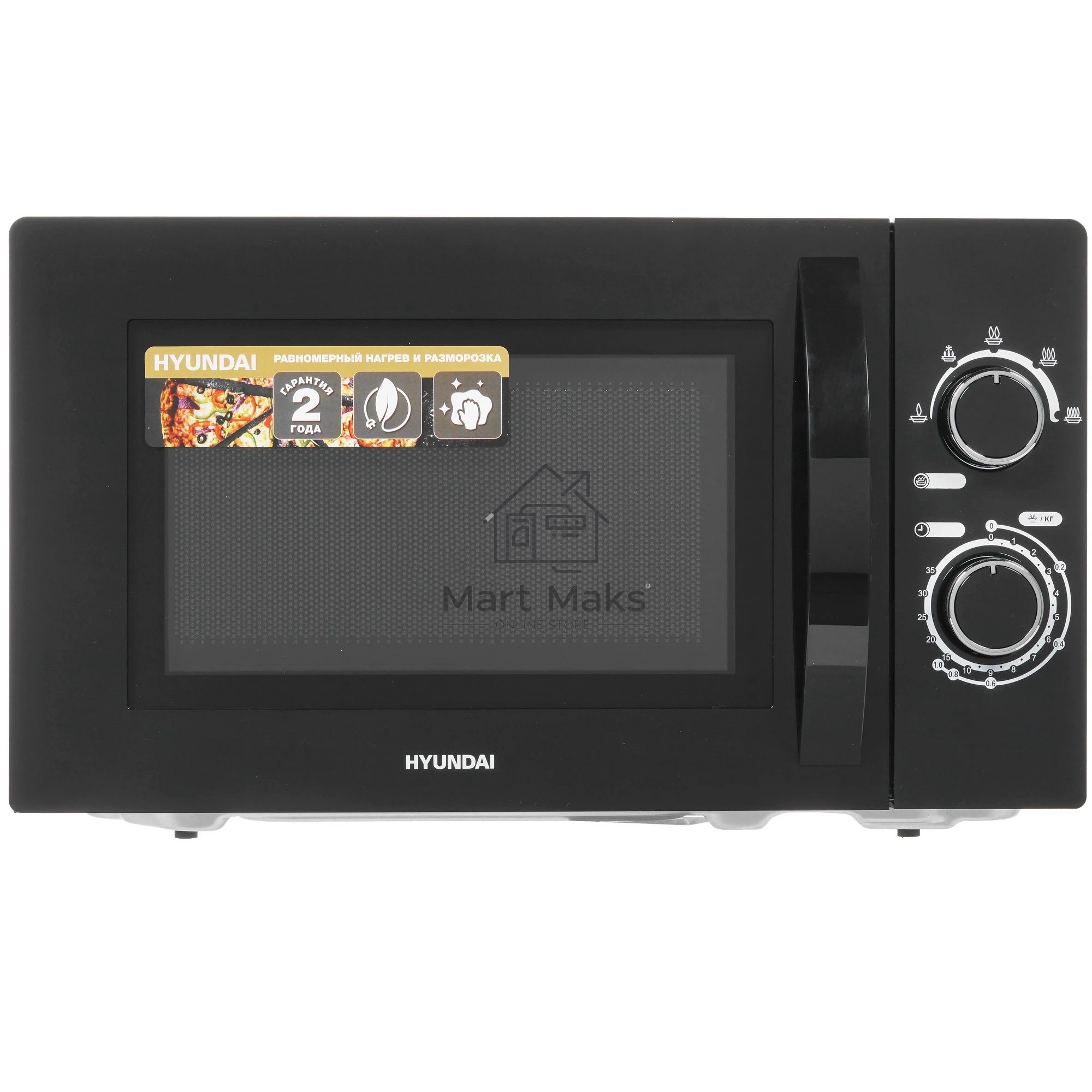 Микроволновая печь Hyundai HYM-M2063 черный, 20 л, 700 Вт, переключатели - поворотный механизм