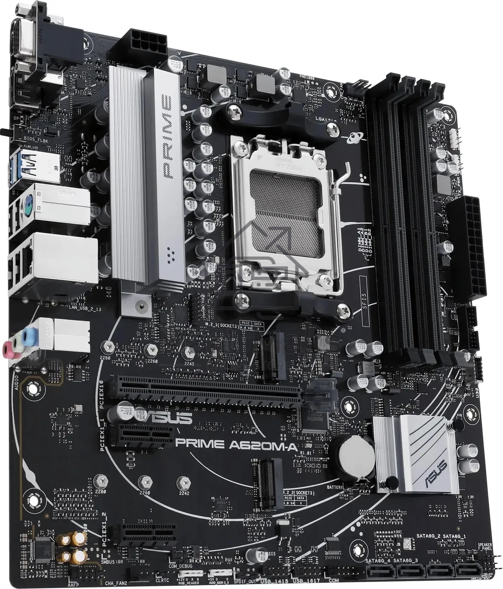 Материнская плата ASUS PRIME A620M-A-CSM, AM5, AMD A620, 2xDDR5, 4xSATA, 2xM.2, 1xPCI-E 4.0 x16, 1xHDMI, 1xDP, 1xVGA, 1x 1Gb LAN, 2xUSB-A 3.2 Gen 1, 4xUSB-A 2.0, 3x3.5 мм, 7.1, Micro-ATX