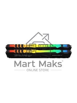 Оперативная память Kingston Fury Beast, DDR4, 16GB (2x8GB), 3200MHz, CL16, DIMM, с радиатором, RGB, черный