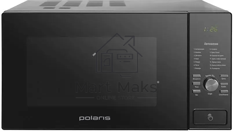 Микроволновая печь Polaris PMO 2303DG черный, 23 л, 1400 Вт, переключатели - кнопки/поворотный механизм