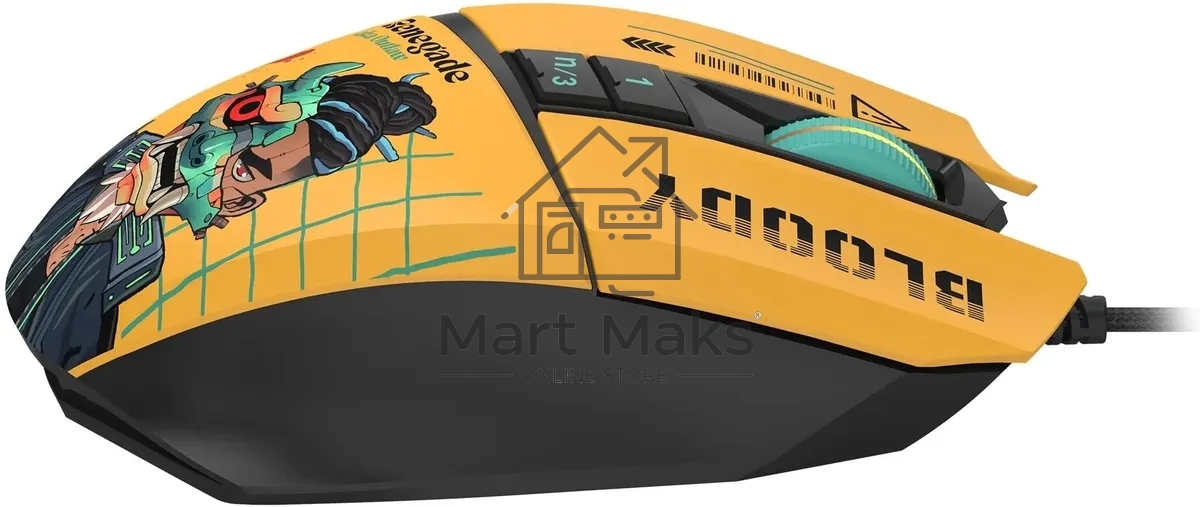Мышь проводная A4Tech Bloody W63 Max Renegade желтый, 12000 dpi, USB, кнопки - 7