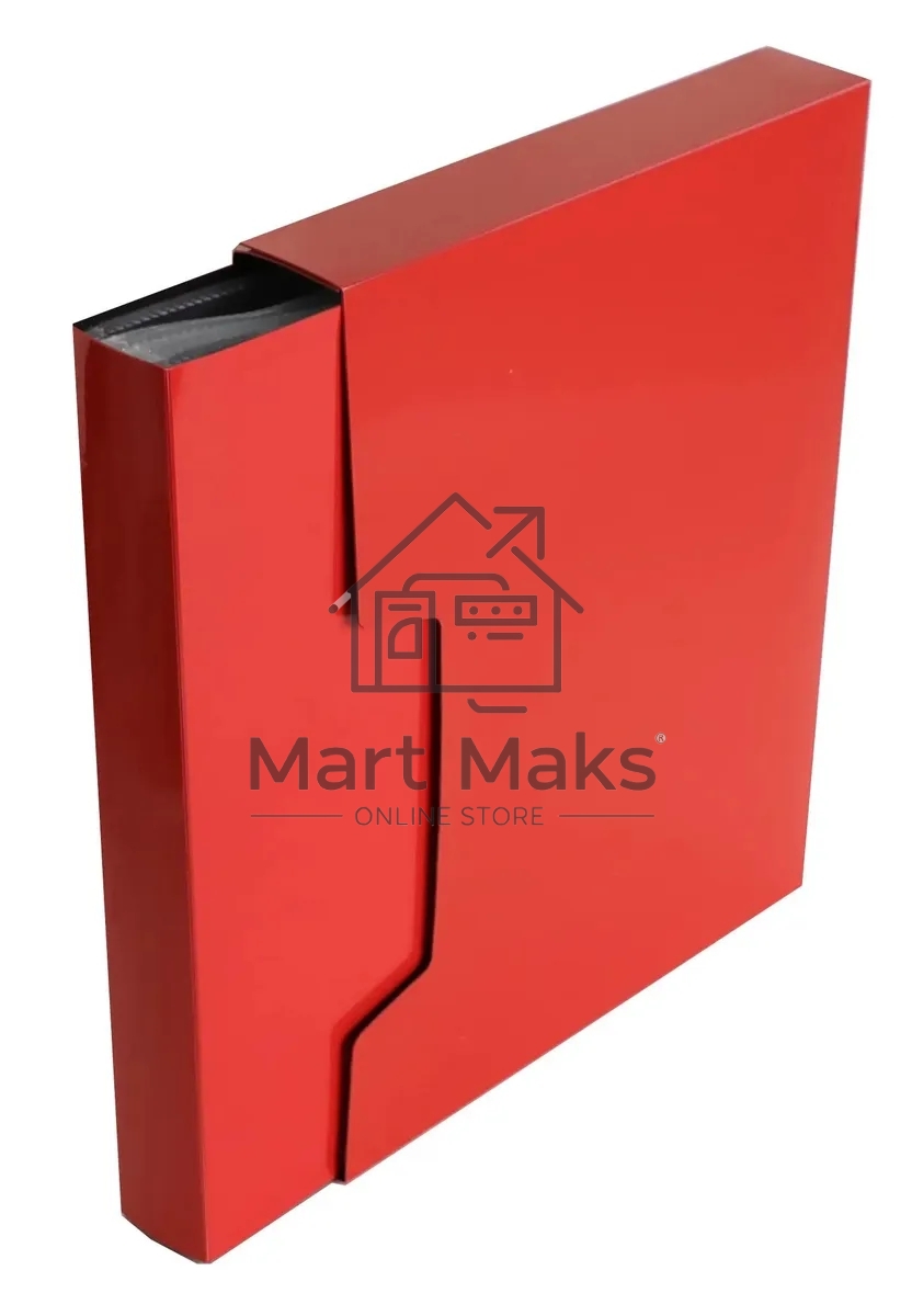 Папка с 100 прозрачными вкладками Бюрократ DeLuxe DLVBOX100RED A4, пластик, 0.7мм, красный в коробе