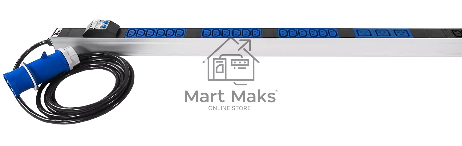 Блок силовых розеток Rem Rem-32, IEC 60320 С13 х 36, IEC 60320 С19 х 6, вход IEC 309, шнур 3 м, 1 863мм, однофазный 32А, автомат + индикатор, серый, 2