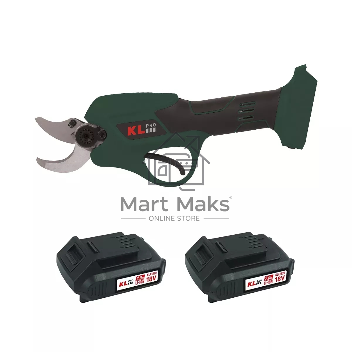 Профессиональный аккумуляторный секатор KLPRO KLBBM18B-20 (18В, Li-ion-2шт 2,0А·ч, ЗУ 2,4А)