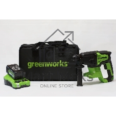 Перфоратор аккумуляторный бесщеточный GreenWorks GD24SDS2 2 ДЖ, 24V, c 1хАКБ 4 Ач и ЗУ в сумке (3803007UB)