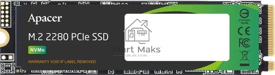 Накопитель SSD Apacer AS2280P4, 512Gb, M.2 2280, PCIe 3.0 x4, NVMe, R/W 2100/1500