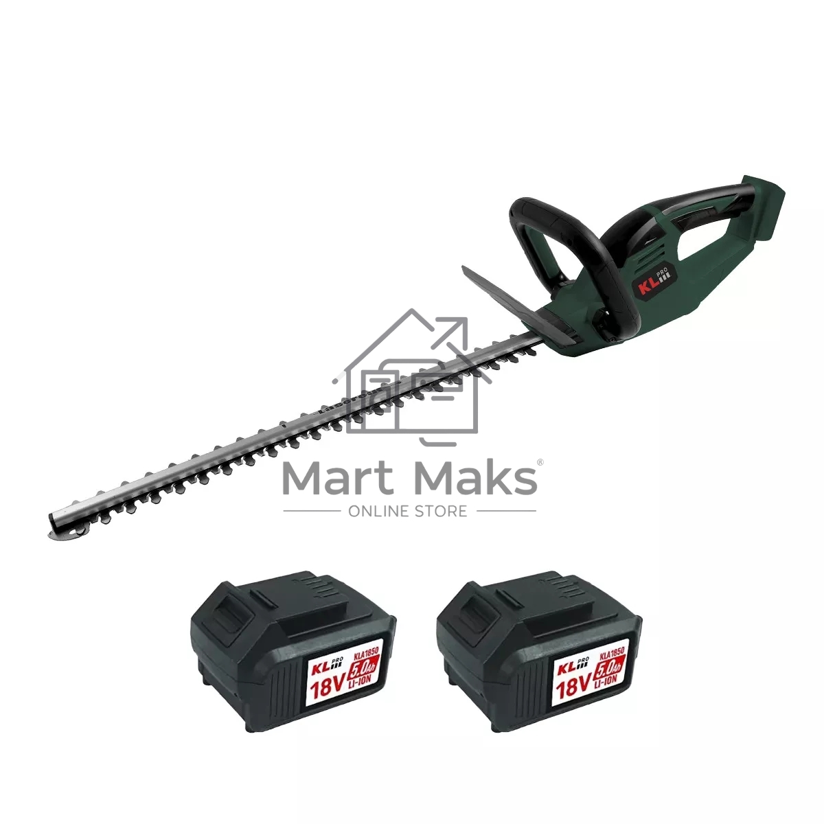 Профессиональный аккумуляторный кусторез KLPRO KLBCBU18-50 (18В, Li-ion-2шт 5,0А·ч, ЗУ 4,5А 1300об/мин)