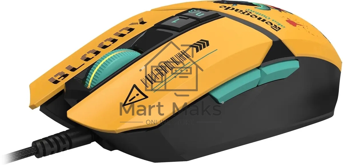 Мышь проводная A4Tech Bloody W63 Max Renegade желтый, 12000 dpi, USB, кнопки - 7