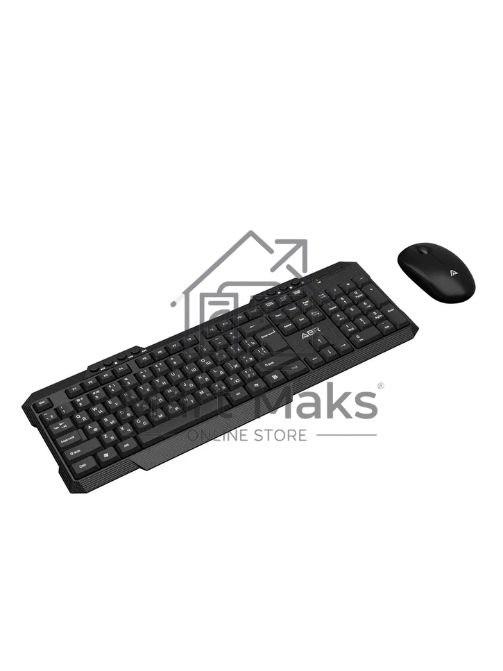 Клавиатура и мышь ABR KW807 черный, интерфейс USB, беспроводной, 2.4G, RU/EN