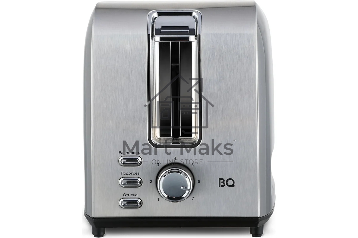 Тостер BQ T1009 Steel-Black, Мощность 800 Вт, 7 степеней поджаривания