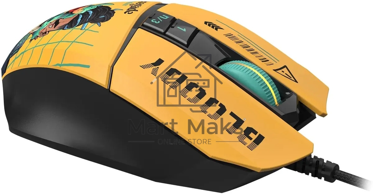 Мышь проводная A4Tech Bloody W63 Max Renegade желтый, 12000 dpi, USB, кнопки - 7