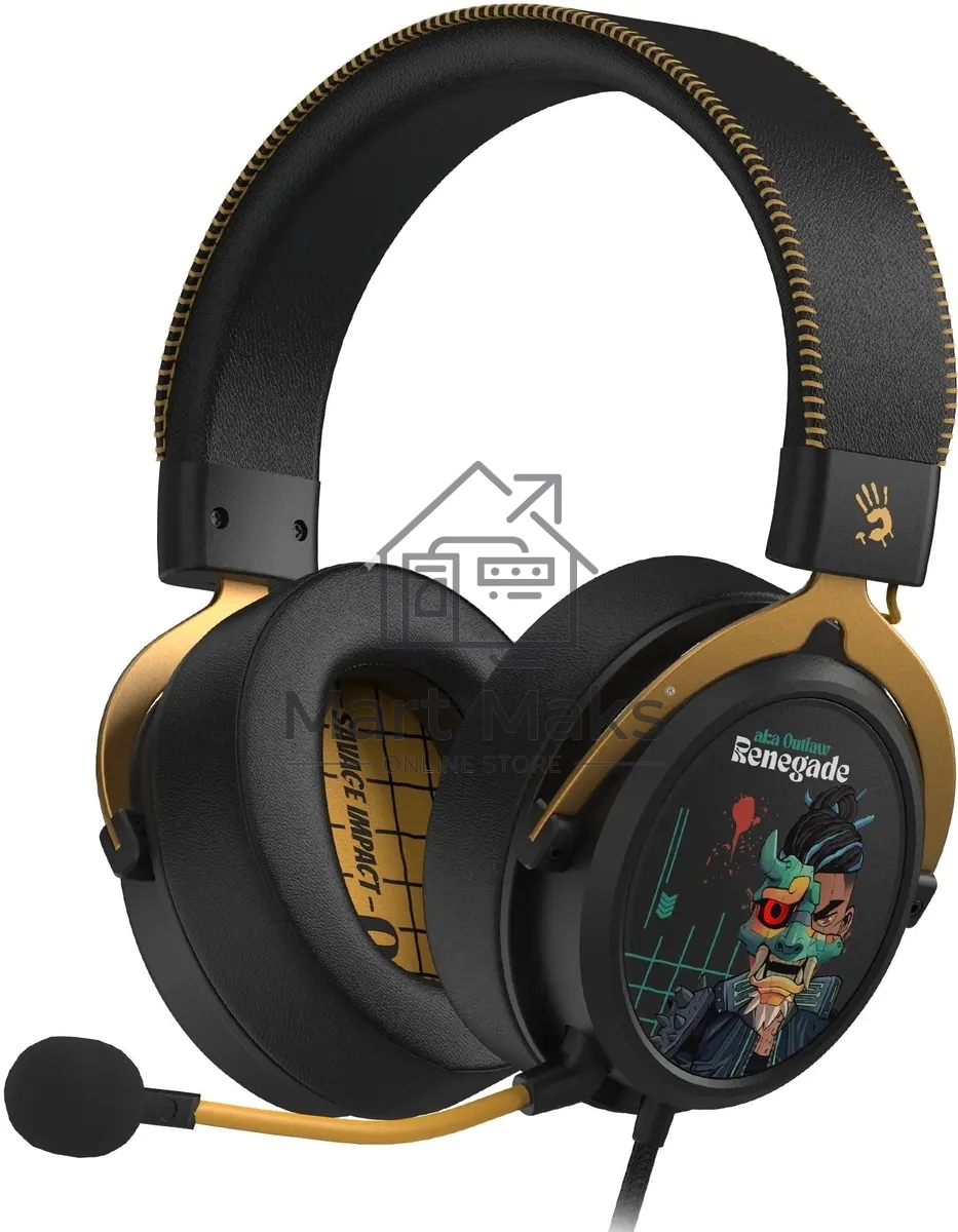 Наушники с микрофоном A4Tech Bloody M595 Renegade черный/рисунок 2.3м мониторные USB оголовье (M595)