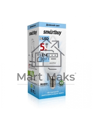 Светодиодная (LED) лампа Smartbuy-C37-05W/4000/E14 свеча на ветру матовая