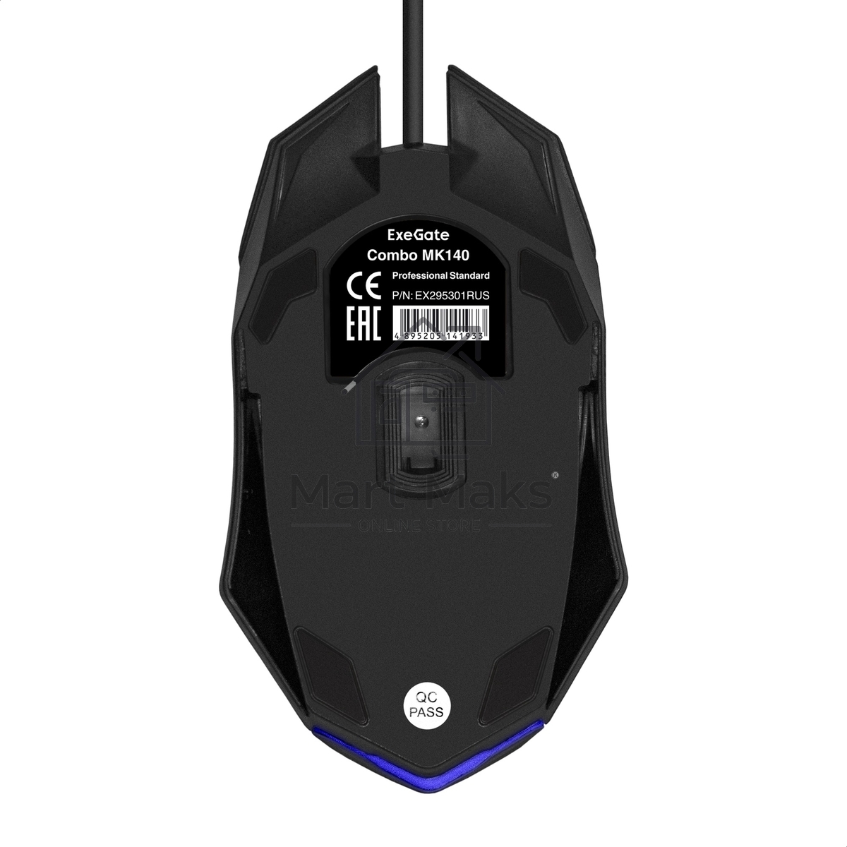 Комплект клавиатура+мышь ExeGate MK140 проводной, USB, 1000 DPI, чёрный/белый