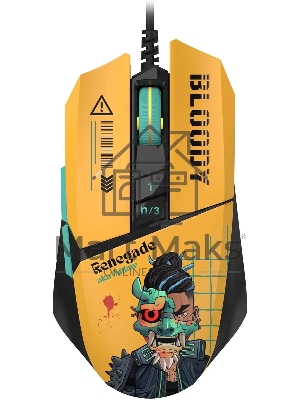 Мышь проводная A4Tech Bloody W63 Max Renegade желтый, 12000 dpi, USB, кнопки - 7