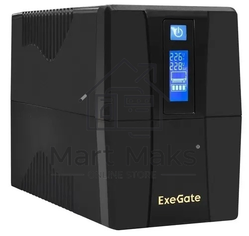 Источник бесперебойного питания ExeGate SpecialPro Smart LLB-650.LCD.AVR.2SH.RJ.USB <650VA/360W, LCD, AVR, 2*Schuko, RJ45/11, USB, Black>