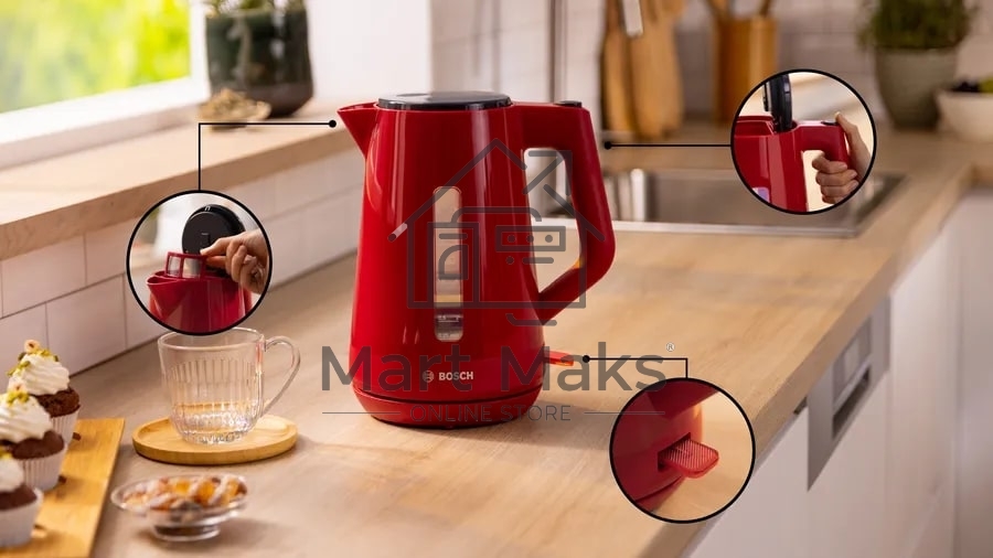 Чайник электрический Bosch TWK1M124 1.7 л, 2400 Вт, красный
