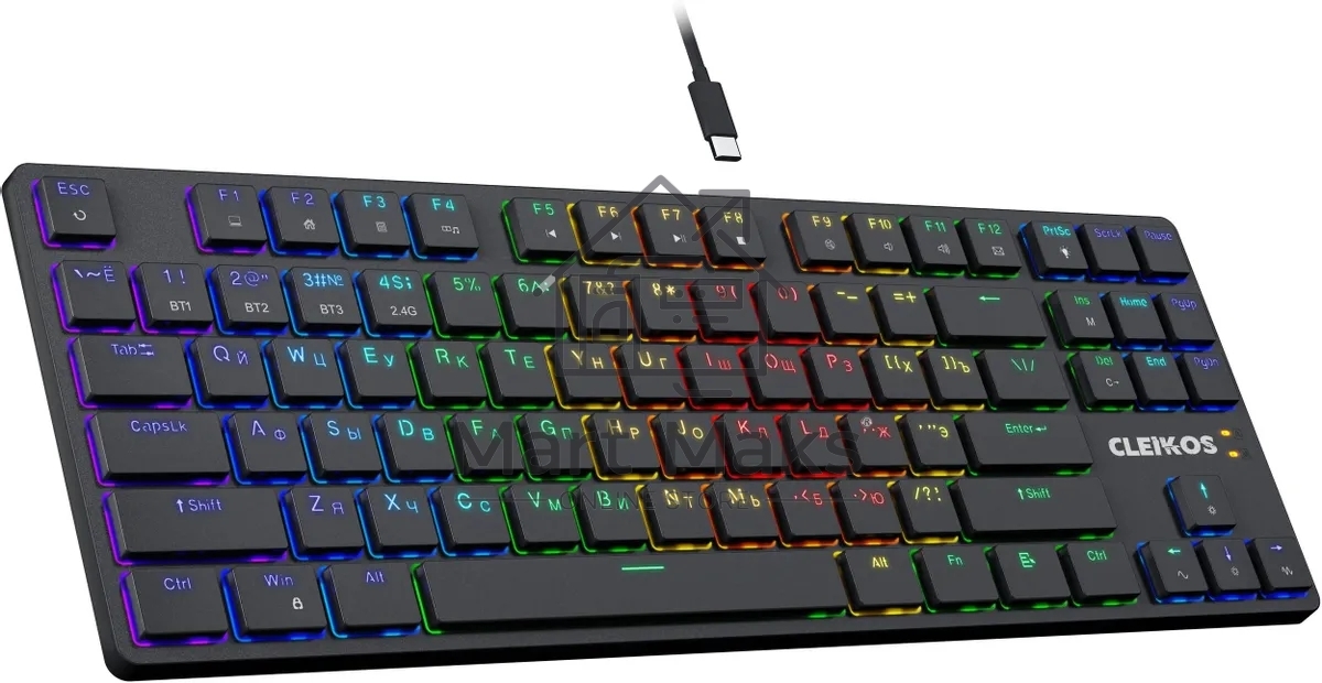 Клавиатура Defender Cleikos GK-135 гибридная, USB Type-C, Bluetooth, радиоканал, чёрный