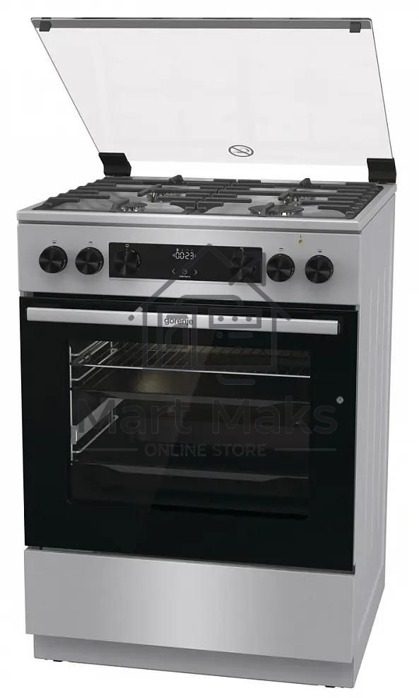 Плита комбинированная Gorenje GKS6C72XF серебристый, конфорок 4 газовых, духовка 71 л, 60 см x 85 см x 60 см