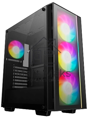 Компьютерный корпус Deepcool MATREXX 55 V4 без БП, боковое окно (закаленное стекло), 3xARGB LED 140мм вентилятора спереди, 1xARGB LED 120мм вентилятор сзади, черный, ATX