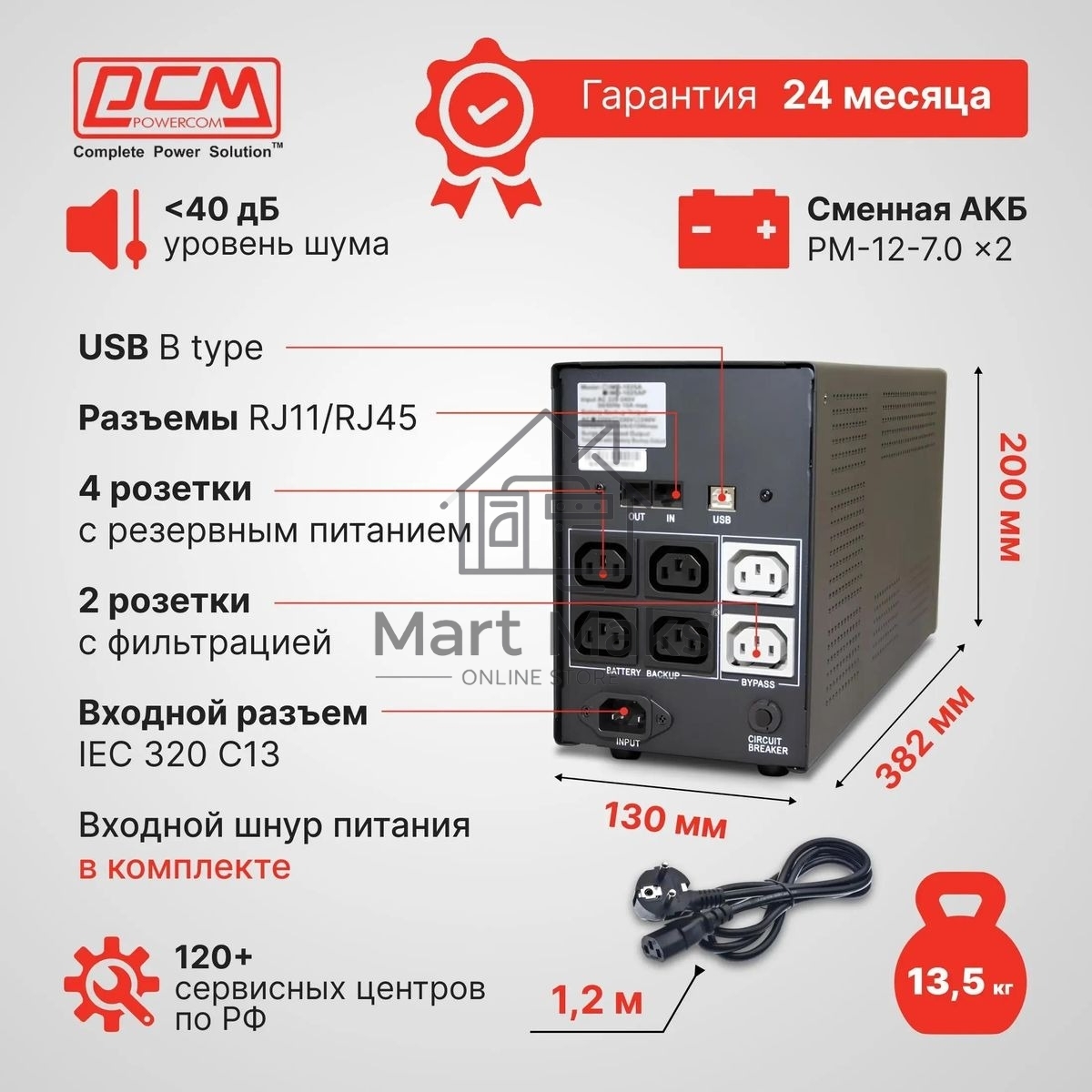 Источник бесперебойного питания Powercom Imperial IMD-1025AP 615Вт 1025ВА черный
