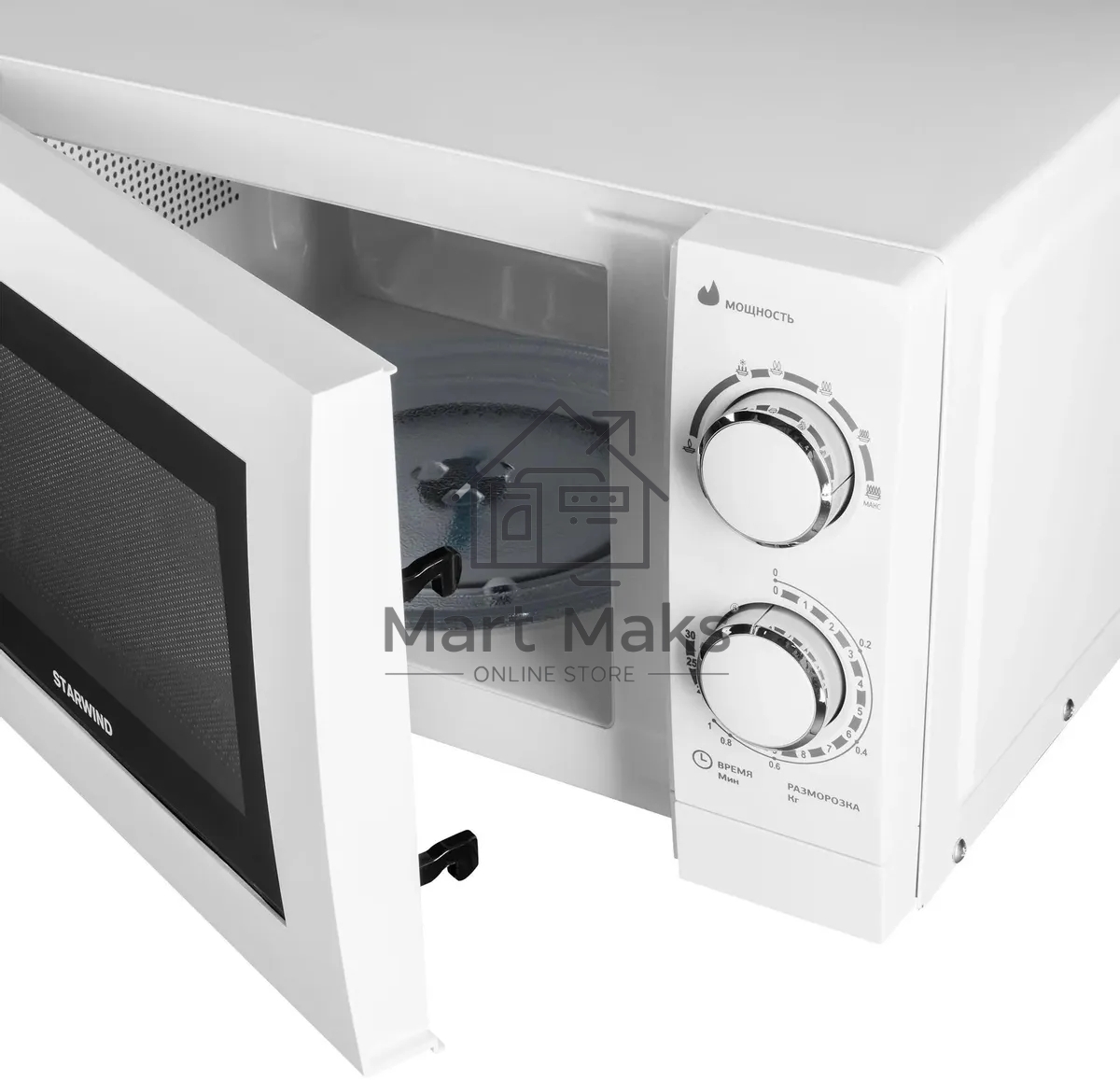 Микроволновая печь Starwind SMW3820 белый, 20 л, 700 Вт, переключатели - поворотный механизм