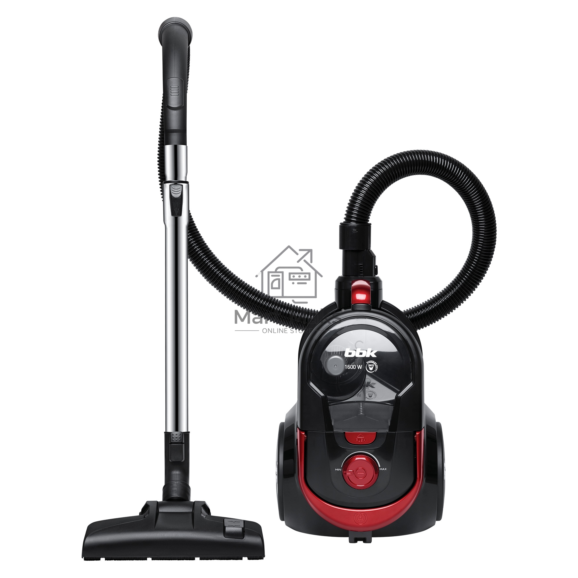 Пылесос BBK BV1801 бургунди, 300/1600 Вт, уборка сухая, пылесборник контейнер, 2 л