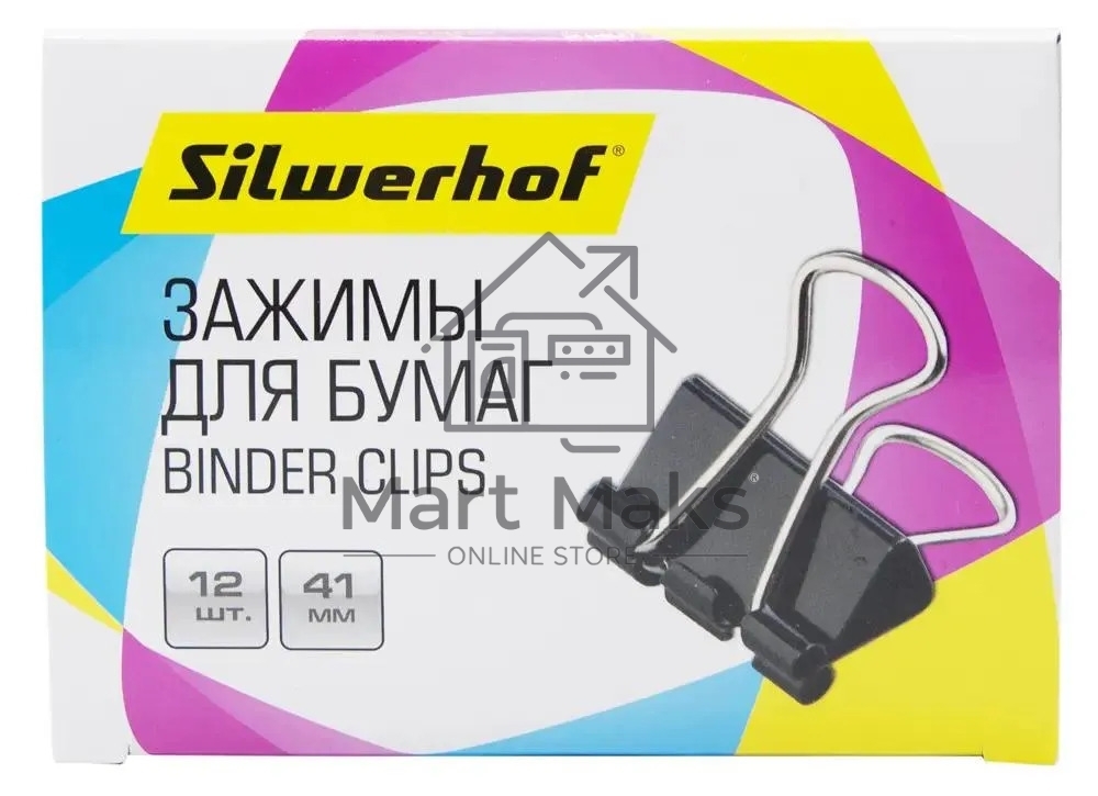 Зажимы Silwerhof 510017 сталь 41мм черный (упаковка: 12шт) картонная коробка