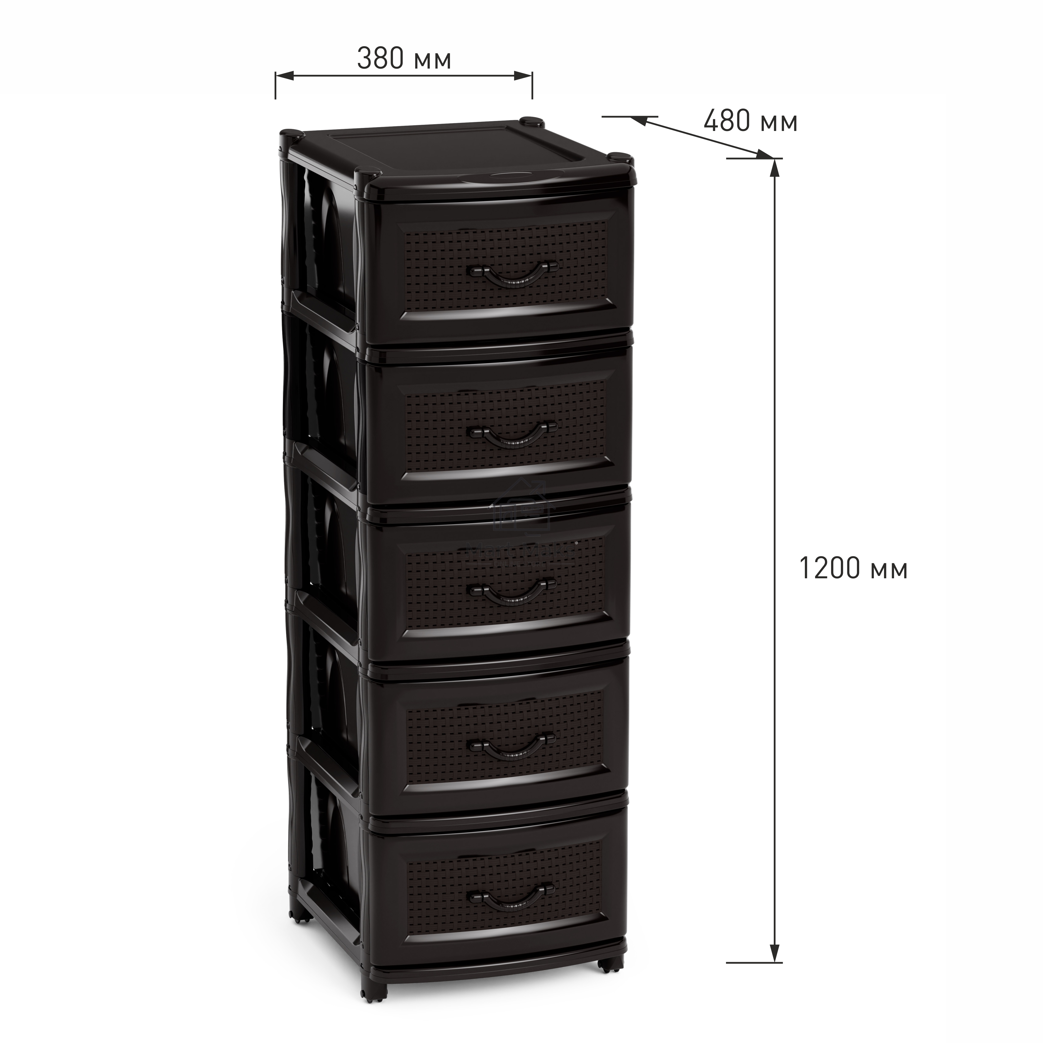 Комод Альтернатива М6498 Эконом, 5 секций, черный