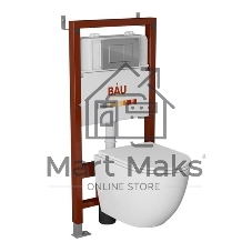Комплект BAU 6 в 1: инсталляция BAU PRO, унитаз подвесной торнадо Bau Nimb Hurricane-3, сиденье дюропласт микролифт, клавиша BAU Stil, хром
