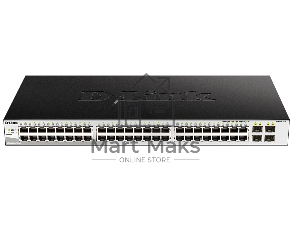 Коммутатор D-Link DGS-1210-52/ME/B1A, 48×1 Гбит/с + 4×1 Гбит/с SFP, управляемый