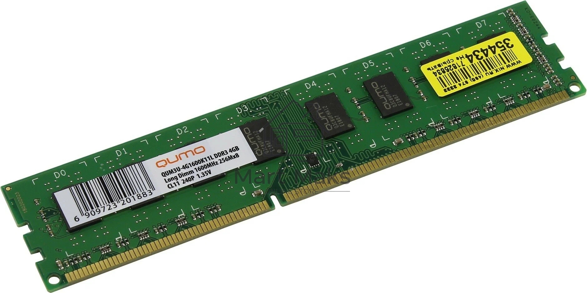 Оперативная память QUMO, DDR3L, 4GB (1x4GB), 1600MHz, CL11, DIMM