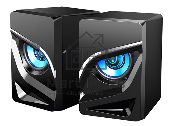 Акустическая система 2.0 Qumo Rage AS005, 10 ВТ, объемное звучание, синяя подсветка (отключаемая), USB/Jack 3,5мм