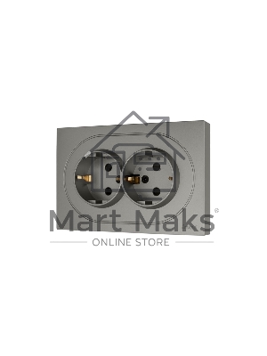 Розетка 2-м LEZARD СП OSEN с заземл. ПБТ, механизм, серый матовый 743-7400-127B