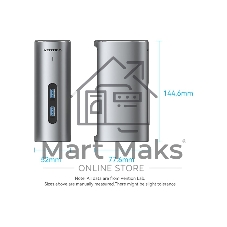 Док-станция Vention TPJH0-EU, USB Type-C, HDMI/VGA/USB/RJ45/SD/3.5мм/PD/DC, USB Type-C