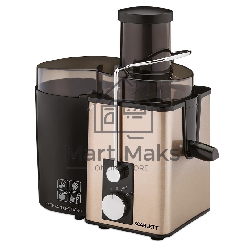 Соковыжималка Scarlett SC-JE50S35 золотистый/черный, центробежная, 1000 Вт, 600 мл, механическое