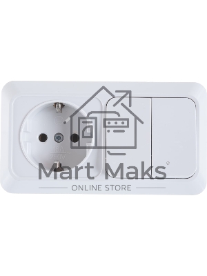 Блок ОП Олимп 2-кл. вык.+ роз. с заземл. горизонт. бел. UNIVersal О0033