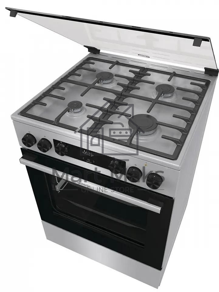Плита комбинированная Gorenje GKS6C72XF серебристый, конфорок 4 газовых, духовка 71 л, 60 см x 85 см x 60 см