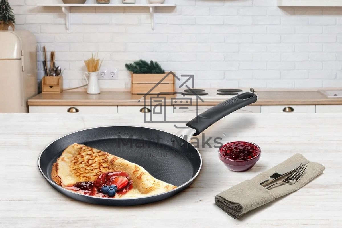 Сковорода блинная Tefal Force 4218522 круглая 22см покрытие: антипригарное ручка несъемная (без крышки) черный (9100048318)