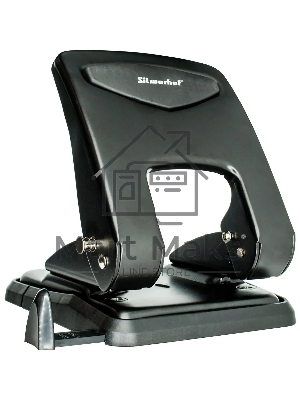 Дырокол Silwerhof Vis, до 55 листов, металл черный, отверстий: 2, с линейкой