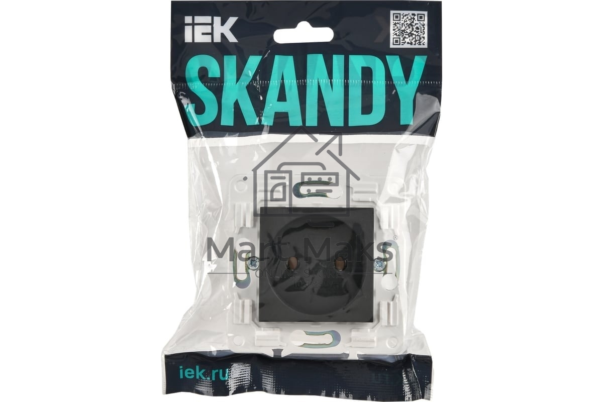 Розетка IEK SKANDY SK-R02G 10А графит без заземл. без защ. шторок SK-R10-10-K53