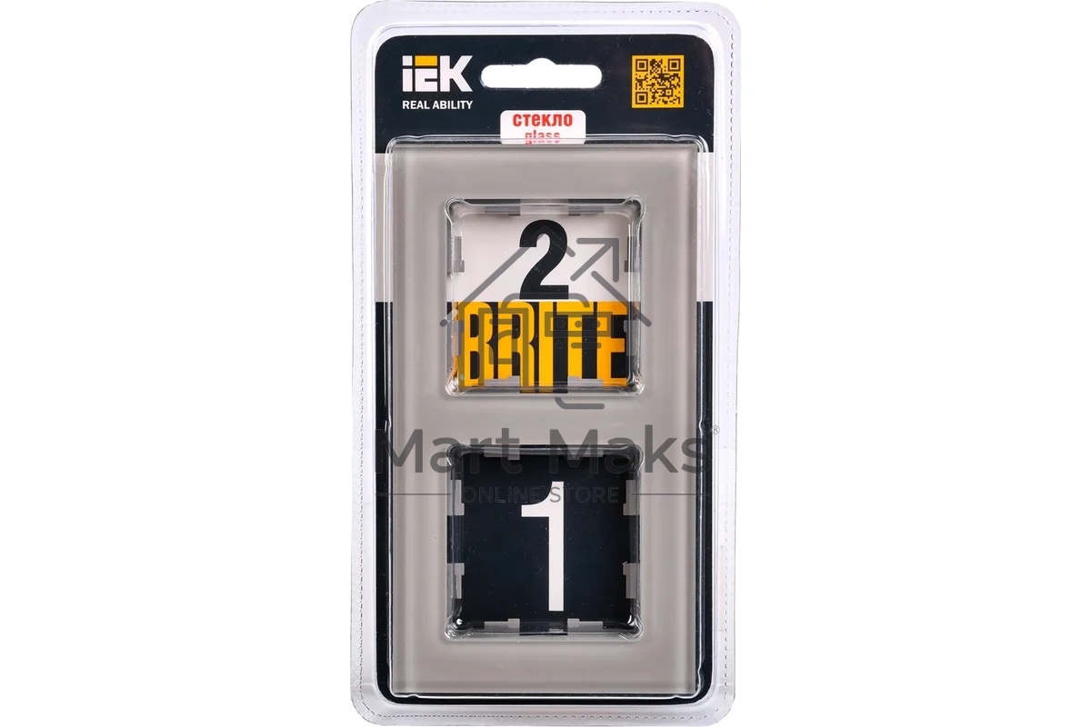 Рамка 2 -местная IEK BRITE РУ-2-2-БрД стекло дымчатый