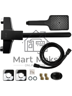 Смеситель в ванную BRIMIX 5564 длинный излив, шаровый, из высокопрочного пластика АБС, черный, квадратный корпус