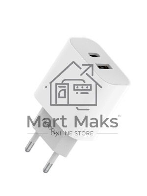 Сетевое зарядное устройство Maxvi CHL-602PD 30W, 6A, QC 3.0, 1xUSB-A, 1xUSB-C, белый