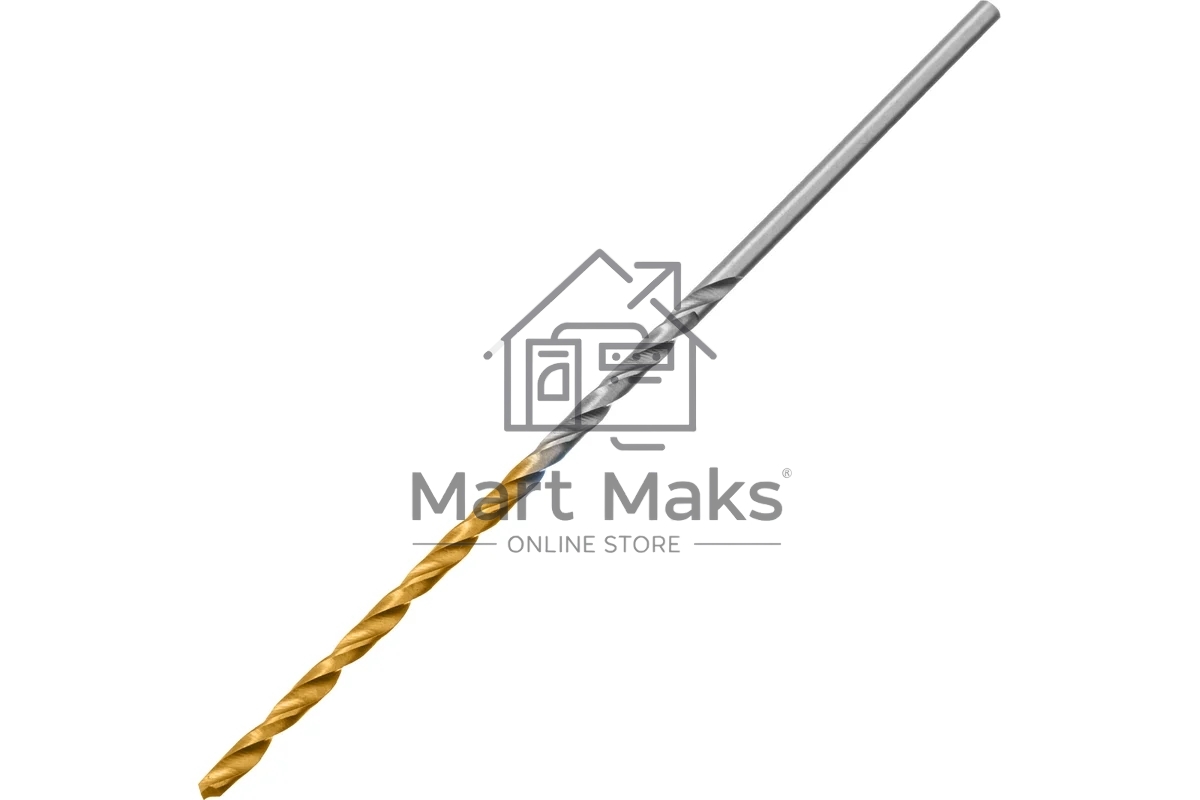 Сверло спиральное по металлу Denzel 2 х 86 мм Р6М5, Golden Tip, удлиненное, 2 шт.