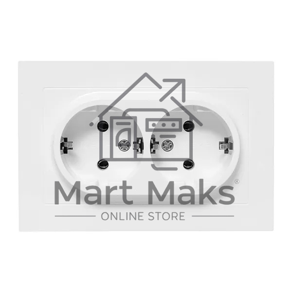 Розетка 2-м EKF UP1-SOW-210 СП Эпика 16А с заземл. без защ. шторок с рамкой механизм бел.